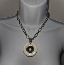 Unbranded Large Chain Link Ivory Round Bold Statement 20-inch Pendant Necklace