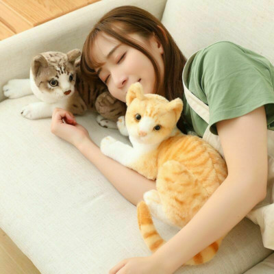 Realistische Katzen Plüschtier Weiche Stoffpuppe Wohnkultur Kinder Geschenk Toys