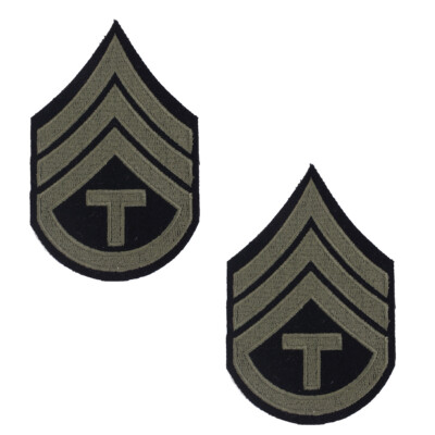 Pair of Technician 3rd Grade Rank Stripes Olive - WW2 Repro American Patch Army