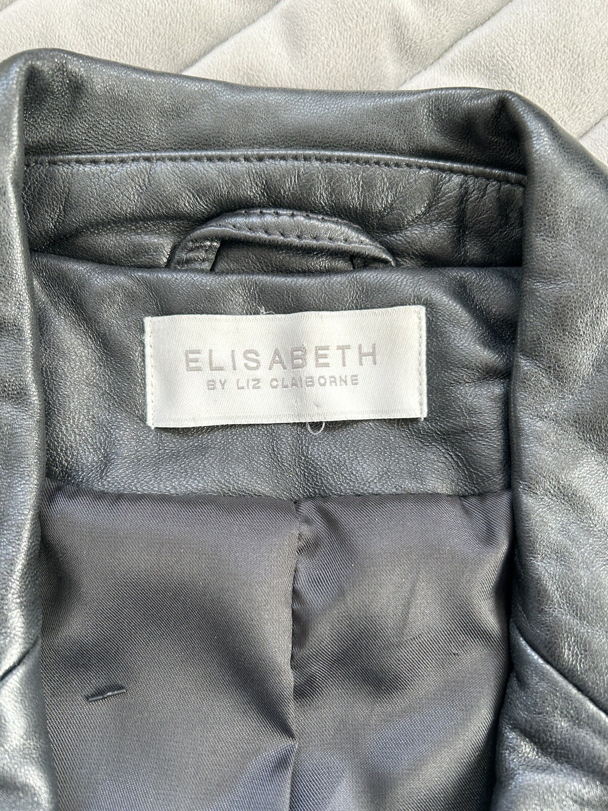 Liz Claiborne Ladies Black Leather Jacket Size 20 Blazer Style Women’s