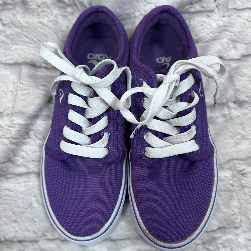 Vintage Adio Violeta Mujer Talla 6.5 Ee. Uu. / 37 Eu / 4GB Lona Patín Zapatillas - Imagen 2 de 4
