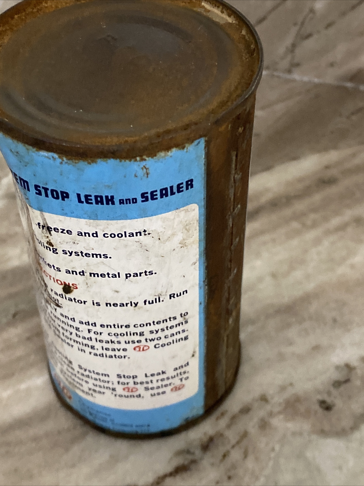 Vtg STP 1971 Cooling System Stop Leak Oil Tin 1 Pint Full Unopened Auto