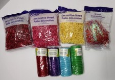 Lot of 4 Bags Crinkle Paper Shreds 2 oz - 3 Rolls Decorative Mesh 6"