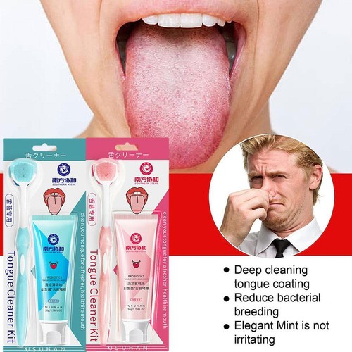 Tongue Tounge Cleaner Scraper Dental Hygiene Mouth+Tongue Cleaning Gel