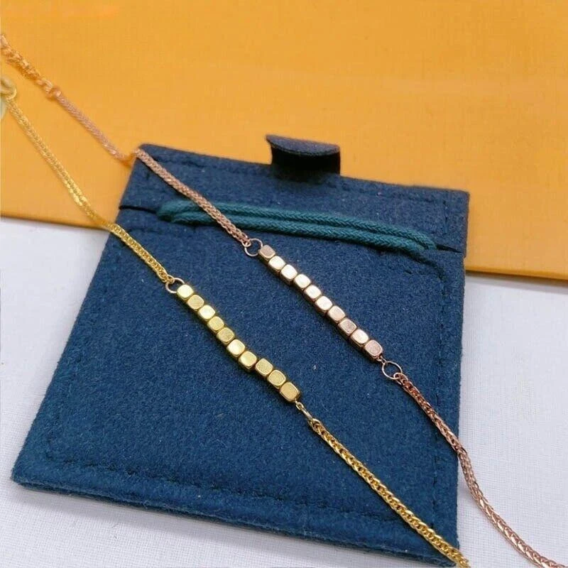 Solid 18K Rose Gold Pure Au750 Square Beads Chain Bracelet Bangle 6.3+1.2inch - Image 3 of 4