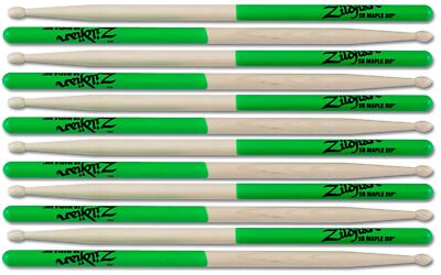Zildjian Sticks Maple 5B Wood Tip, Dip Grün 5BMG (6 Paar)