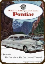 1951 PONTIAC 8 Car & Man Fly Fishing Fish Vnt-Look DECORATIVE REPLICA METAL SIGN