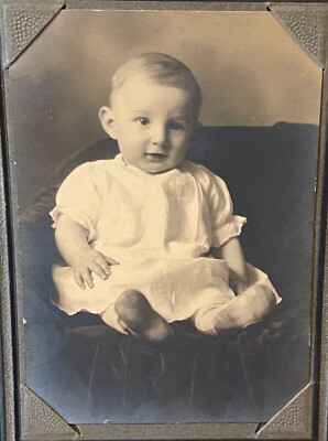 Antique Cabinet Photo Baby Albert C Davis Jr 6 Mo South Bend St. Joseph IN c1922