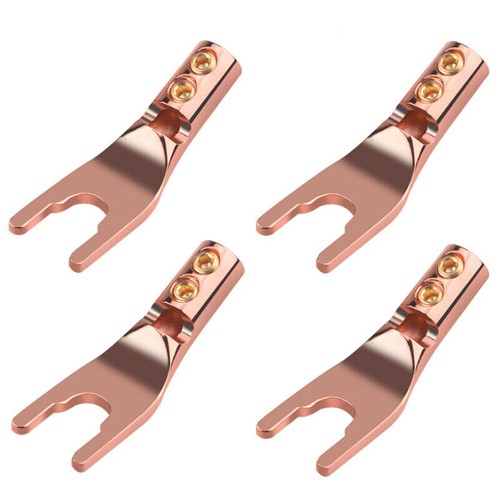 4pcs Copper Gold Rhodium Plated Spade Terminal HiFi Speaker Cable Connector - Picture 13 of 16
