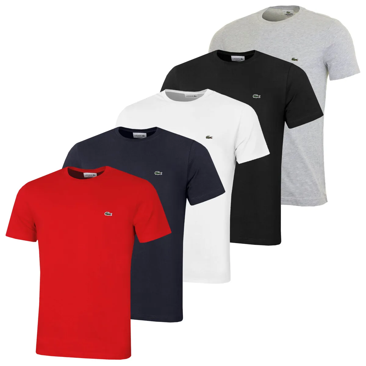 Lacoste Mens TH2038 Plain Cotton Crew Short Sleeve T-Shirt 25% OFF