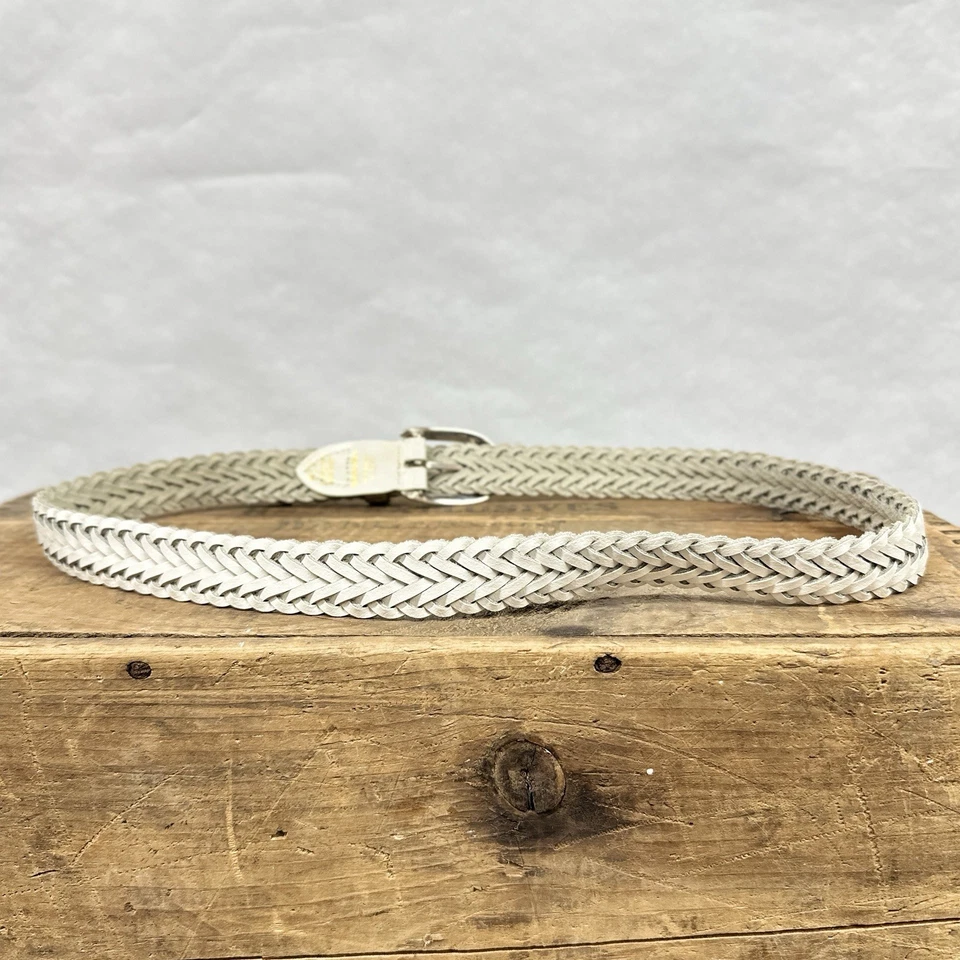 Cinturón Trenzado Cuero Blanco Vintage Años 80 S/M Hasta 36 Pulgadas Cintura Capezio Argentina Foto 4 de 4