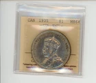 1935 Canada Silver Dollar - ICCS MS-64 - Cert #XEK 369