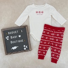 NWOT JANIE AND JACK Snowflake Fair Isle Pants Set Outfit Size 3-6 Months