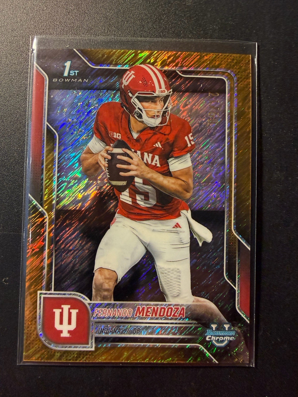 2025 Bowman Chrome U 1ST FERNANDO MENDOZA GOLD SHIMMER REFRACTOR /50 HOOSIERS