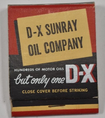 Vintage DX Sunray Oil Company Lubricating Gasoline Advertising Match Book
