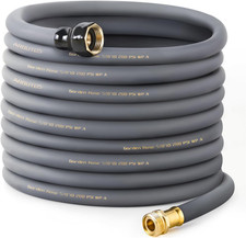 Garden Hose 5/8"X 100Ft Brass Rubber Heavy Duty Water Hose 600 PSI Grey  Solid