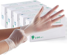Disposable Gloves, Food Safe, Clear Vinyl Gloves for Cooking, Food Prep, Hous...