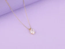 1ct Oval Cut D/VVS1 Diamond Solitaire Womens Pendant 14k Yellow Gold Finish
