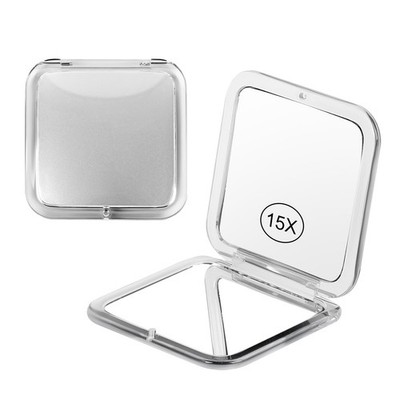 15x Magnifying Compact Mirror for Purses and Travel Handheld 2 Sided Mirrors