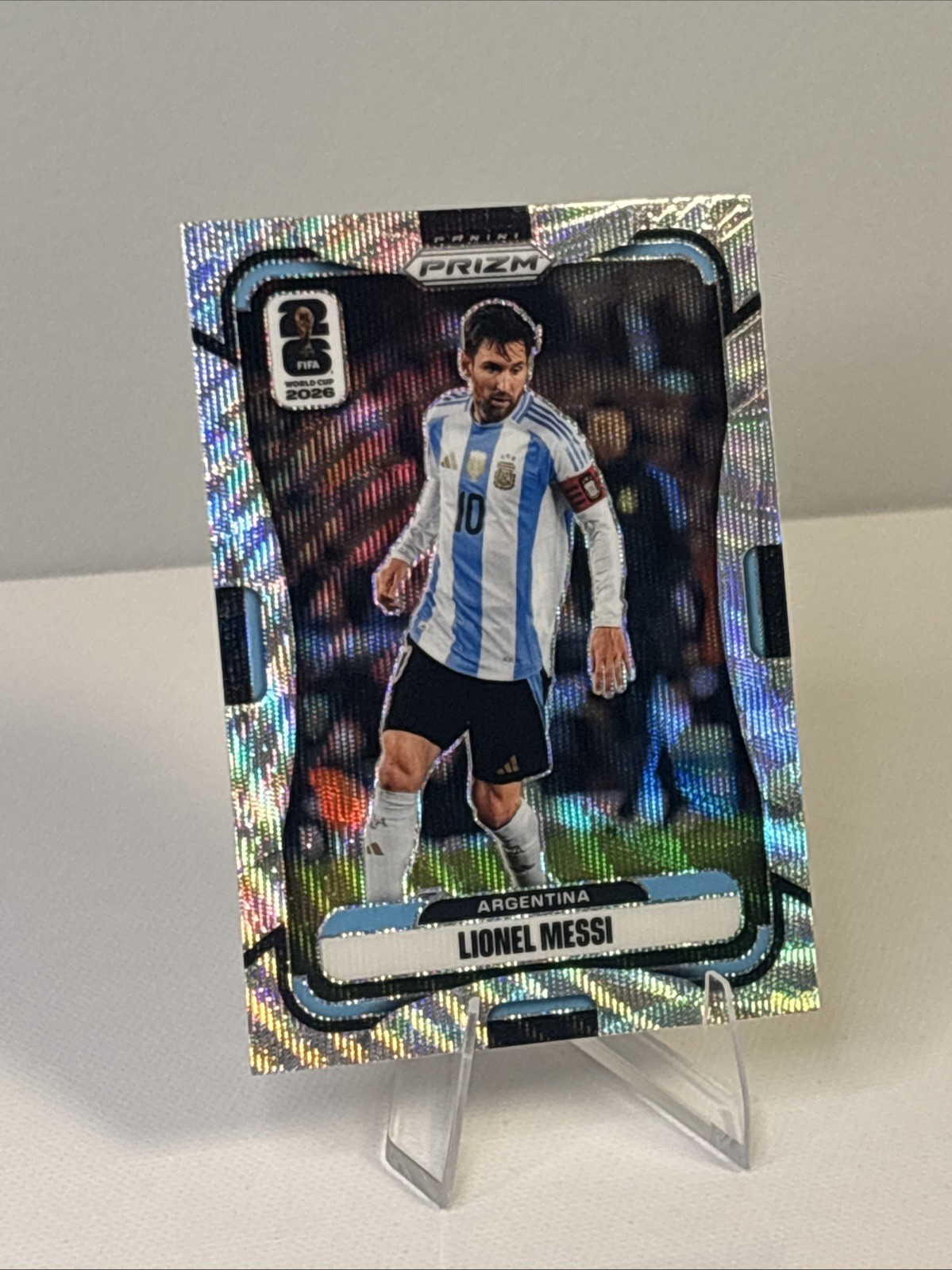 2026 Panini Prizm FIFA World Cup World Cup #10 Lionel Messi Argentina WAVE PRIZM view 3
