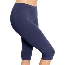 Women  s Plus Size Cotton Leggings Knee Length Capri Navy Blue 3X Stretch