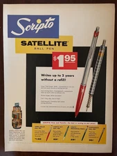 1958 Scripto Satellite Ball Pen Vintage Print Ad