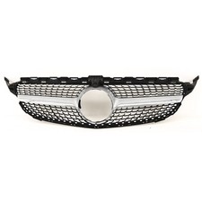 Fits Mercedes C Class W205 2014-18 Bumper Grille Chrome & Black Sport