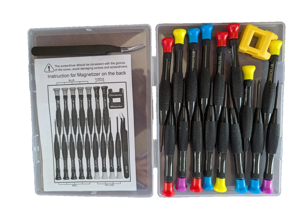 Juego de mini destornilladores magnéticos de precisión Lengnoyp de 18 piezas con pinzas Foto 3 de 3