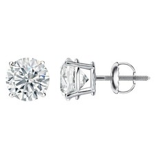2 Ct Round Cut D/F VVS-VS Lab Grown Diamond Stud Earrings 14k White Gold