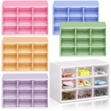 6 Pcs Mini Drawer Organizer Small Organizer with 9 Drawers Plastic Desktop Cr...