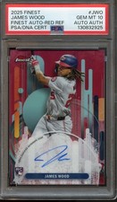 2025 Finest James Wood - Rookie Auto - Red Refractor /5 RC - PSA 10 GEM MT