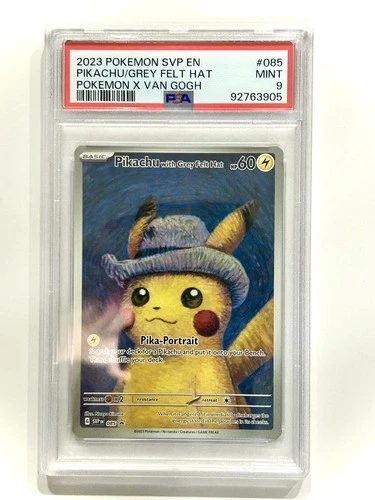 PSA 9 MINT Pikachu With Grey Felt Hat 2023 Van Gogh Museum Black Star Promo 085