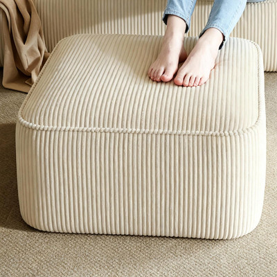 Milky White 29'' Cloud Modular Sofa Ottomans - No Assembly, Corduroy Comfort
