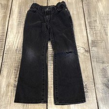 The Children's Place Bootcut Boys Jeans Size 8 Black Denim Button Zip Distressed