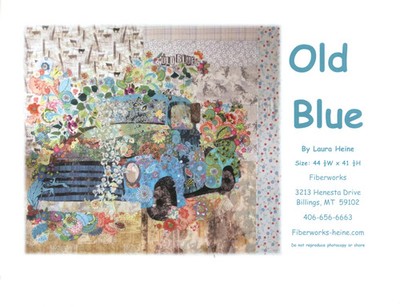 Old Blue Vintage Truck Collage Pattern by Laura Heine