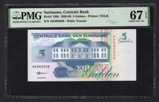 Suriname 5 Gulden 10-2-1998 P136b Uncirculated Graded 67