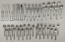57 pcs Rogers Stainless Flatware Dream Rose Pattern Korea in faux-wood box