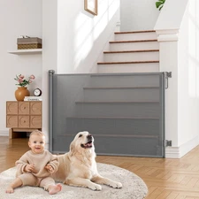 Retractable Baby Gates Extra Wide | 55" Wide X 38" Tall Dog Gates for Stairs | I