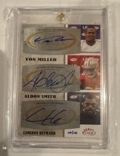 2011 Sage Von Miller Aldon Smith Can Hayward On Card Triple RC Auto 10/10 Rookie. rookie card picture