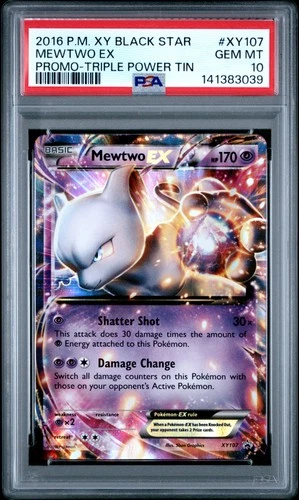 Pokemon Mewtwo EX Black Star Promo XY107 Triple Power Tin PSA 10 Gem Mint