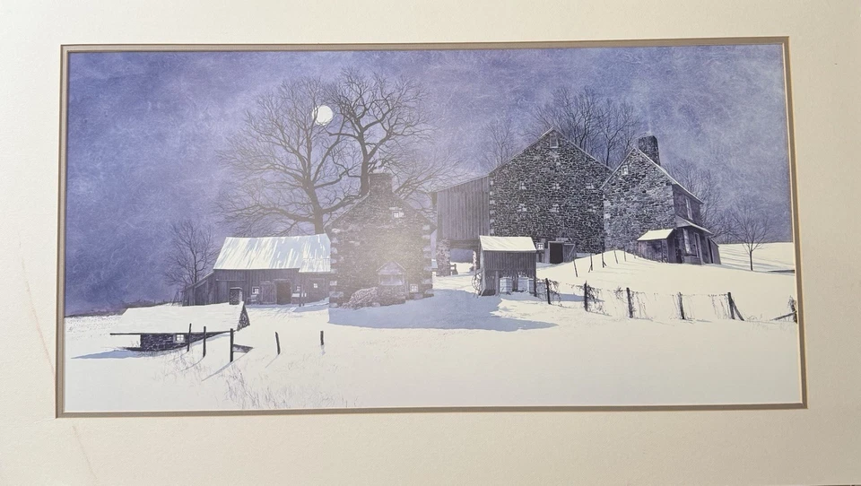 Impresión de edición limitada "Hilltop Farm" por el artista Peter Sculthorpe, rara, mate Foto 2 de 4