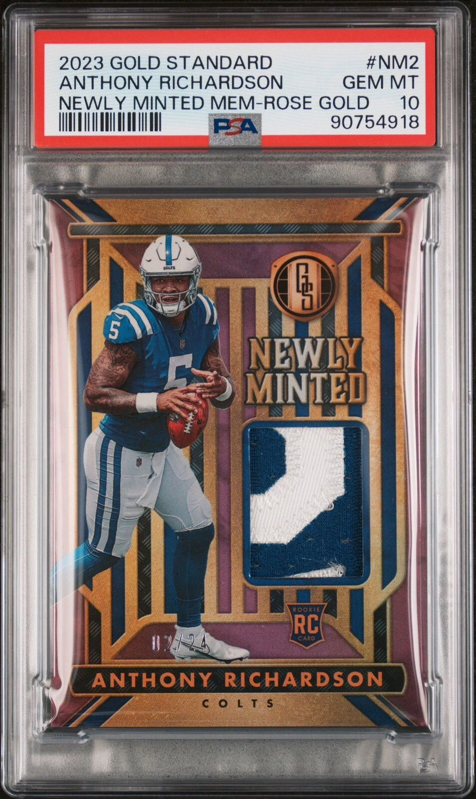 Anthony Richardson Panini Gold Standard Newly Minted Memorabilia #NM2 Rose Gold