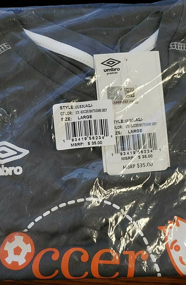 UMBRO ~ Short Sleeve Youth Soccer Shots Jersey UTX DARK GREY Large