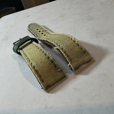 22mm Yellowish Canvas/Leather watch band Strap Green DISTRESSED STRAP READ BELOW
