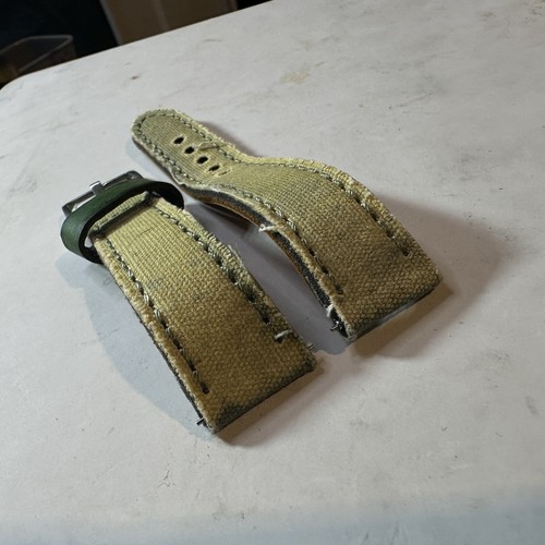 19mm Yellowish Canvas/Leather watch band Strap Green DISTRESSED STRAP READ - Bild 7 von 10