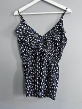Angie Womens Navy Swan Print Sleeveless Playsuit Size S 8
