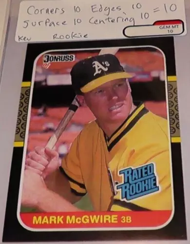 1987 Donruss Baseball Card Mark McGwire Grade 10 #46 Oakland Athletics Rookie RC