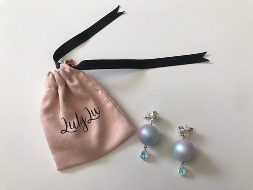 Luly Lu "Skye” Pastel Ombre Opal White Swarovski Crystal AB Lucite Ball Earrings - Picture 4 of 4