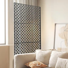Black 35.4*74.8in Privacy Screen Freestanding Laser Cutting Privacy Fence Screen