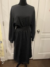 NWT Prologue Women's Fit  Flare Dress Black Mid-Calf Formal Cotton Size S